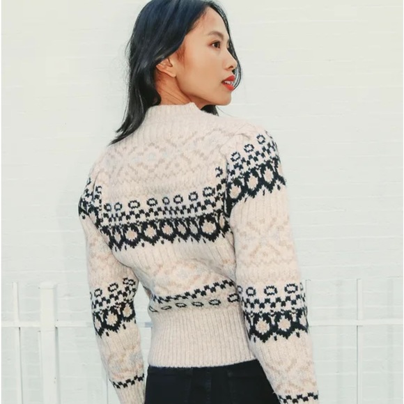 ASTR the Label Maria Beige Fair Isle Sweater Swedish Sweater Size Small - Picture 2 of 10